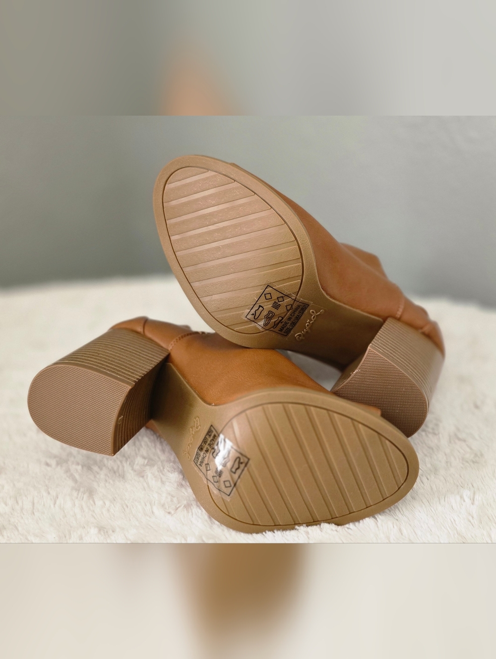 Qupid Tan Chunky Heel Booties